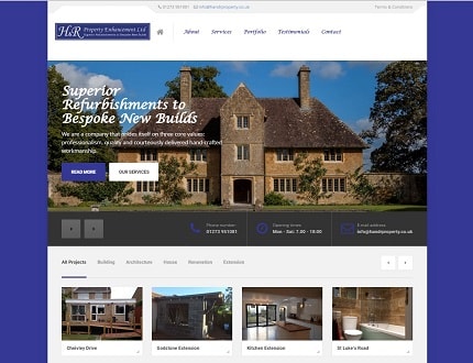 Website for H&R Property Enhancement Ltd, based in Sussex
